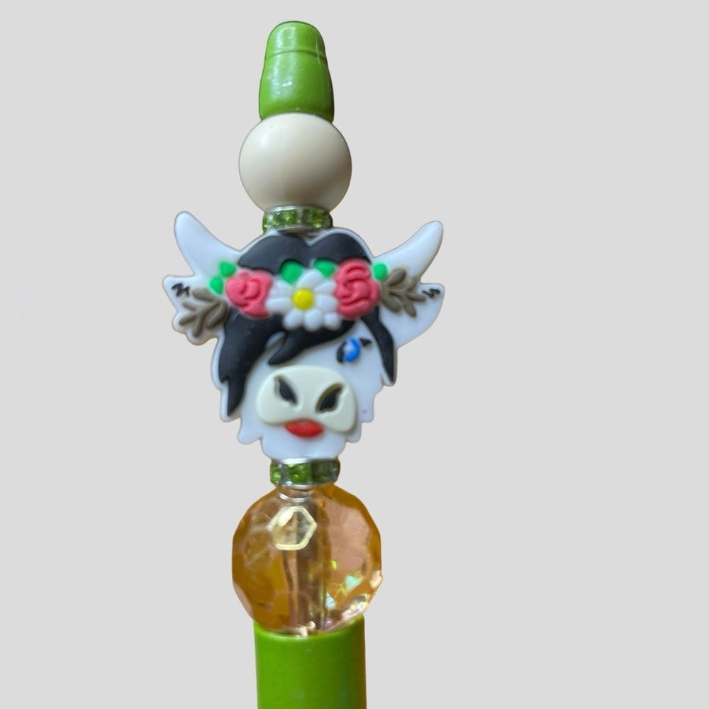 Beadable Pen Highland Cow Rhinestone Sparkle NEW